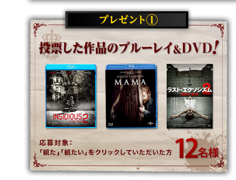 プレゼント１：投票した作品のブルーレイ＆DVD！